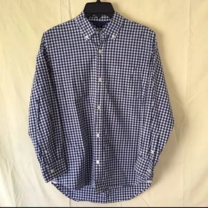 Junior Boys Navy Gingham Button Down Top
